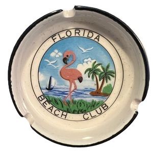 Vintage Florida Beach Club “Smoking Flamingo” Ashtray